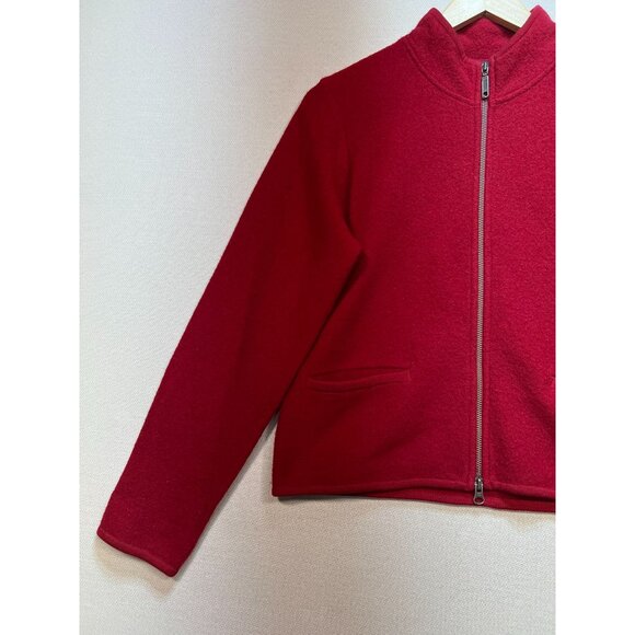 Woolrich Womens Wool Full Zip Cardigan Jacket Long Sleeve Sz S Red Solid Pockets - Picture 6 of 12
